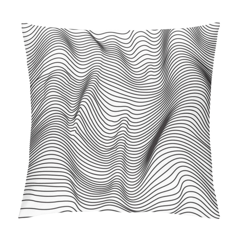 Personality  Black And White Abstract Waves 3d Effect Vector Background Pillow Covers