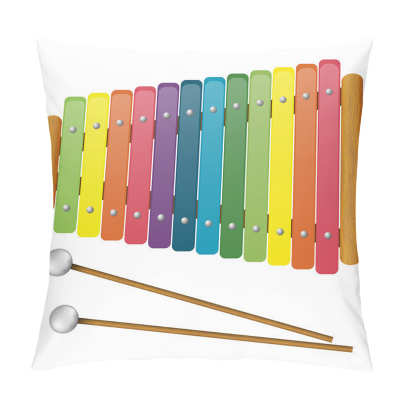 Personality  Children's Musical Instruments - Toy - Xylophone On White Backgr Pillow Covers