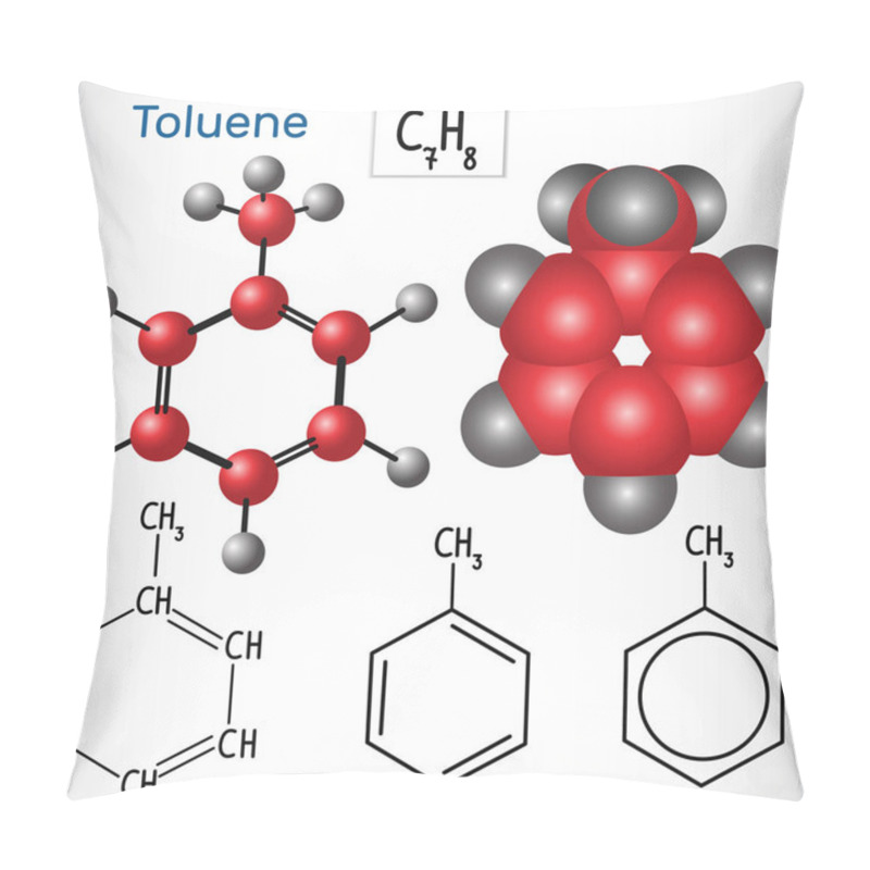 Personality  Toluene Molecule - Structural Chemical Formula And Model Pillow Covers