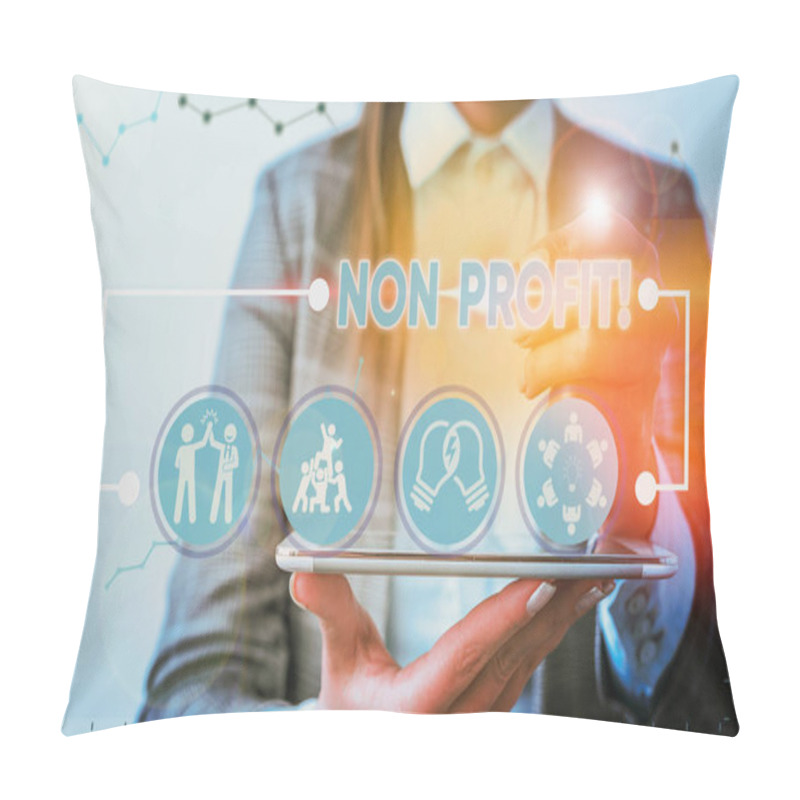 Personality  Writing Note Showing Non Profit. Business Photo Showcasing Not Making Or Conducted Primarily To Make Profit Organization. Pillow Covers