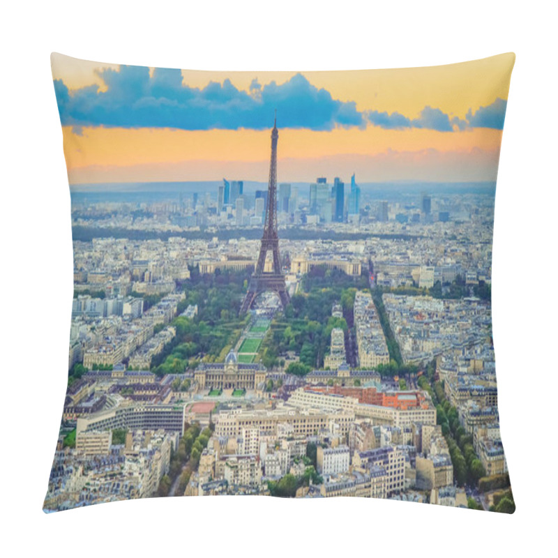 Personality  Eiffel Tower View From Montparnasse At Dramatic Sunset From Above, Paris, France Pillow Covers