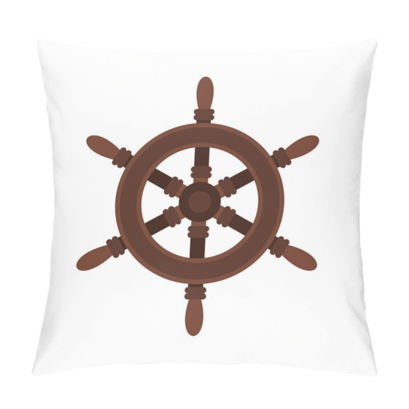 Personality  Wooden Ship Wheel Icon, Flat Style Pillow Covers