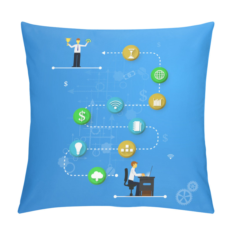 Personality  Illustration Of Teamwork And  Cooperation Pillow Covers