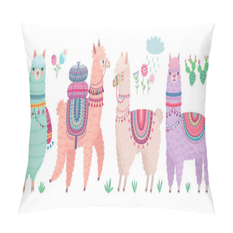 Personality  Cute Llamas With Funny Quotes. Funny Hand Drawn Characters. Pillow Covers