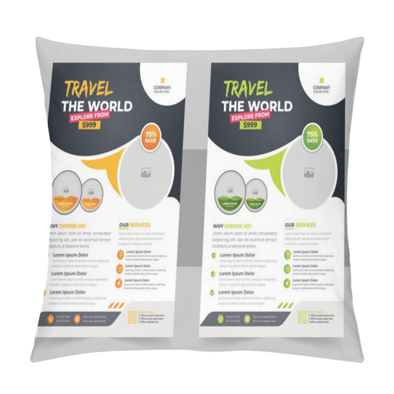 Personality  Travel Vacation Tour Agency Flyer Template Design. Holiday, Summer Travel And Tourism Flyer Or Poster Template Design. Business Brochure, Template Or Flyer Design For Tour And Travel Business Concept Pillow Covers