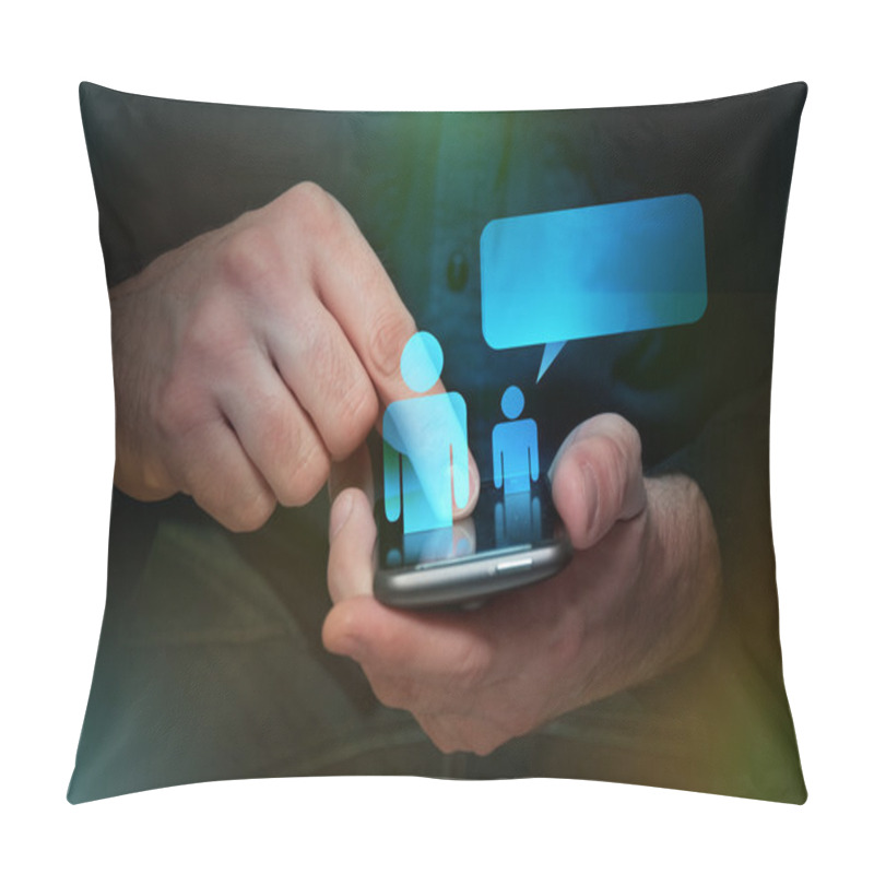 Personality  Man Using A Smartphone Pillow Covers