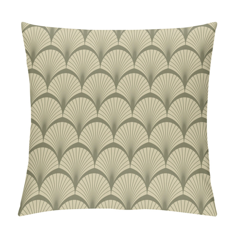 Personality  Elegant Seamless Art Deco Pattern With Fans Or Palm Leaves. Background With Elements In Shape Of Shell. Endless Backdrop In Style Of Nouveau. Pillow Covers