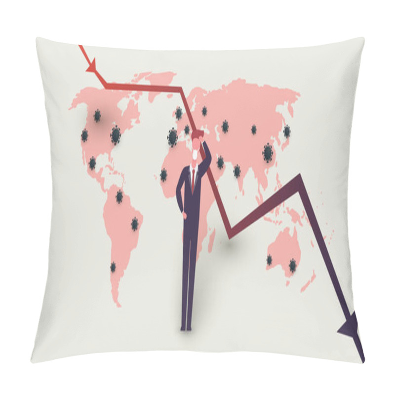 Personality  Global Economic Downfall Because Of The Corona Virus Pandemic - Design Concept With Chart And Businessman Scratching His Head Pillow Covers