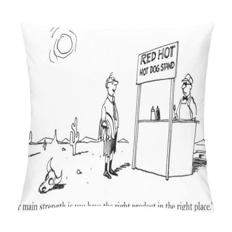 Personality  Cartoon Illustration Seller Of Hot Dogs In The Desert Pillow Covers