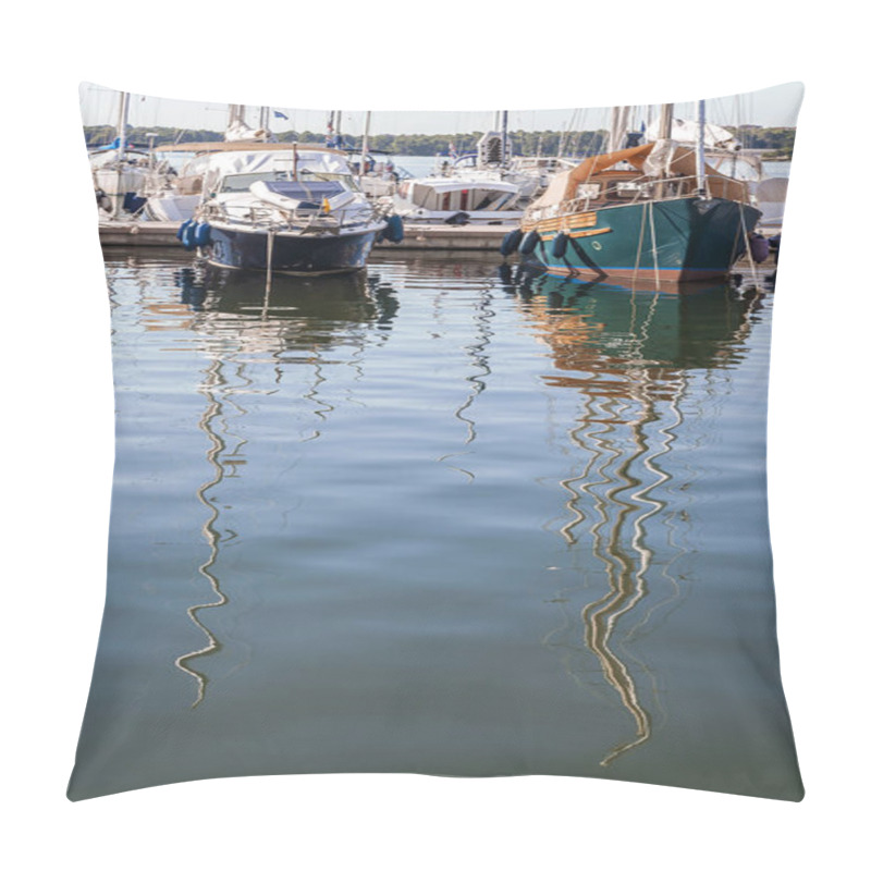 Personality  Yachts And Sailboats Moored In The Lagoon Rovinj, Croatia. Sailing Is One Of The Most Favorite Recreational Activities In Istria Where Almost Every Coastal Town Has A Picturesque Marina Pillow Covers