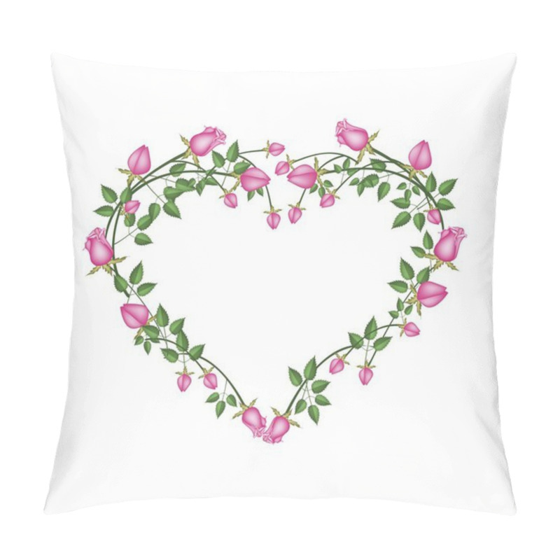 Personality  Beautiful Pink Roses Flowers In Heart Shape Pillow Covers