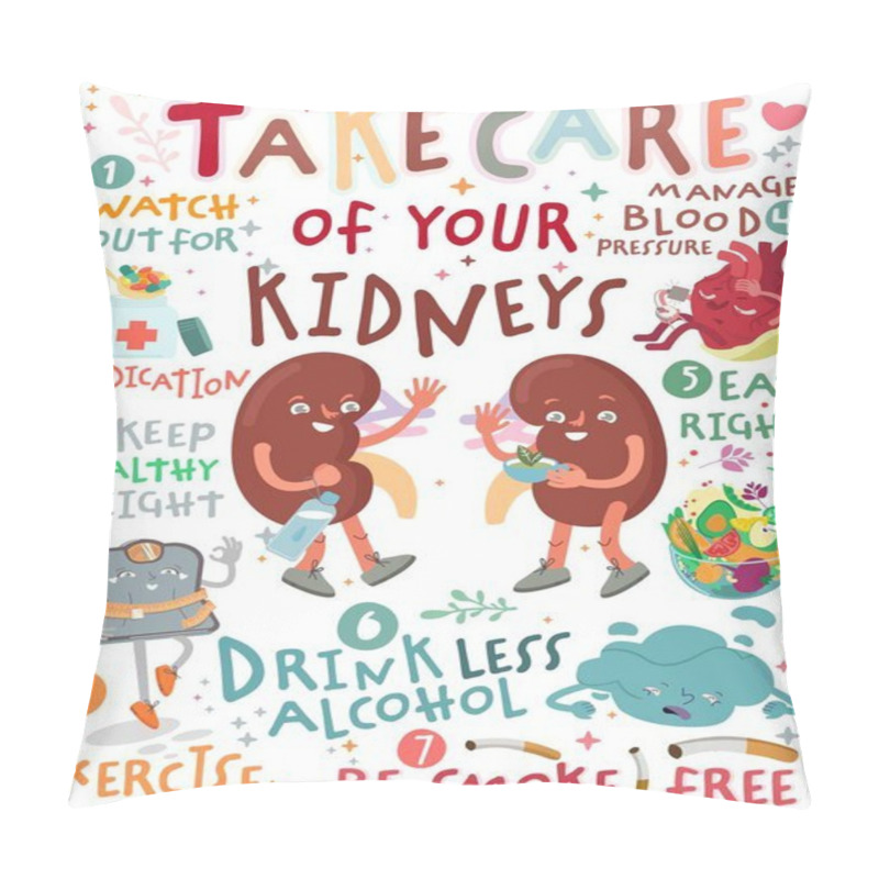 Personality  Take Care Of Your Kidneys. Creative Vertical Poster In Modern Style. Pillow Covers