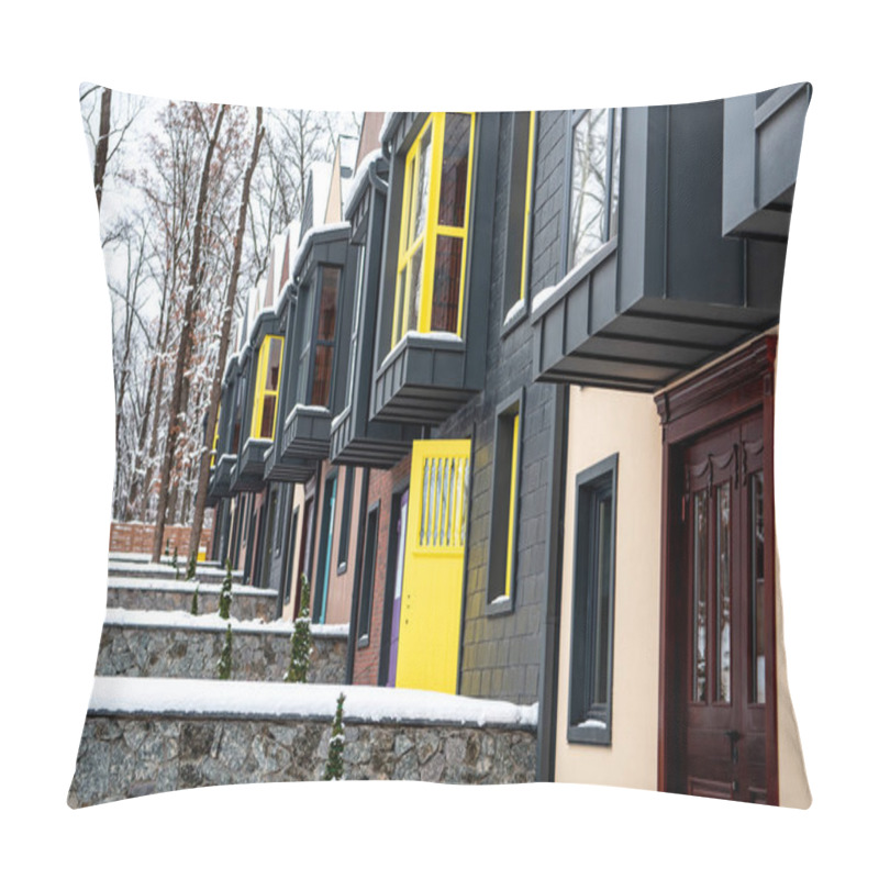 Personality  Fancy Buildings Near Trees In Cold Winter Pillow Covers