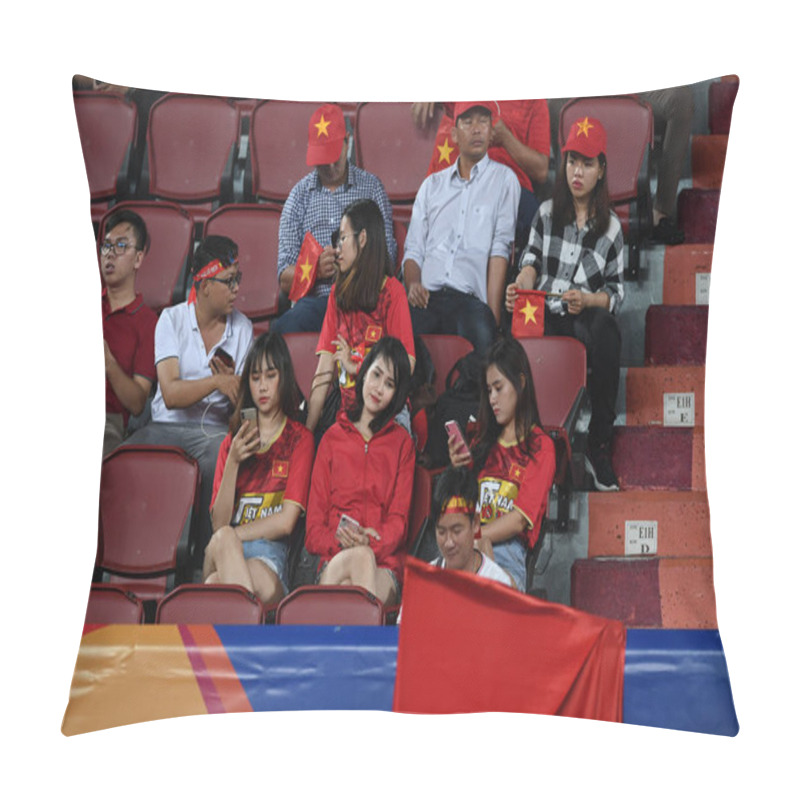 Personality  Bangkok-Thailand-16 JAN 2020: Unidentified Fans Of Vietnam In Action During AFC U23 Championship 2020 Between Vietnam Against DPR Korea At Rajamankala Stadium,thailand Pillow Covers