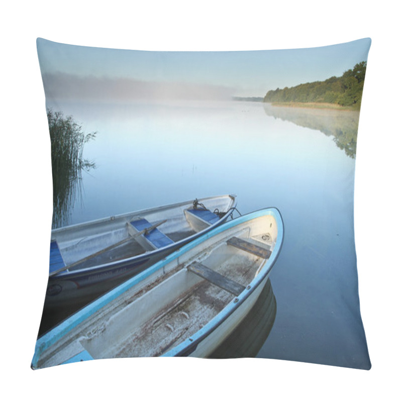 Personality  Lake With Empty Boats Pillow Covers