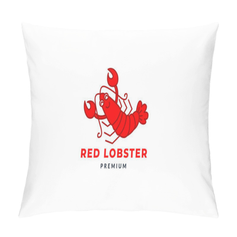 Personality  Shrimp Or Prawn Or Lobster Cute Cartoon Logo Icon Vector Illustration Pillow Covers