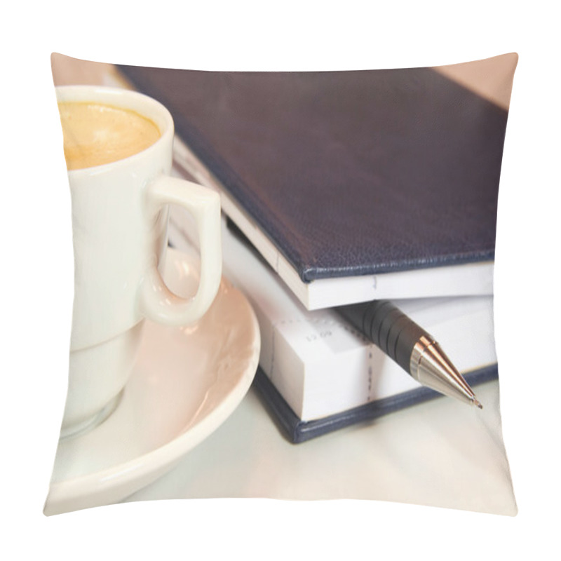 Personality  White Cup Of Coffee And Diary Pillow Covers