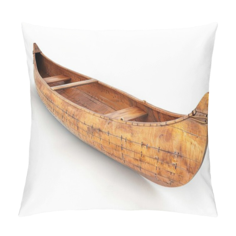 Personality  Detailed View Of A Handcrafted Wooden Canoe Showcasing Intricate Craftsmanship And Warm Colors. Pillow Covers