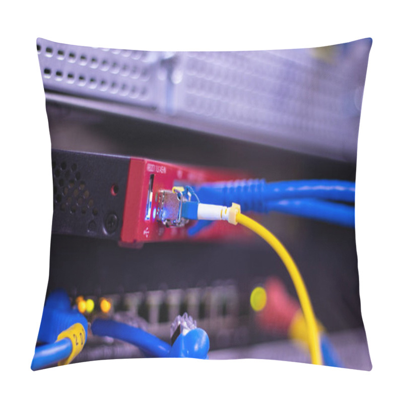 Personality  The Network Cables To Connect The Port Of A Switch To Connect Internet Network, Concept Communication Technology Pillow Covers