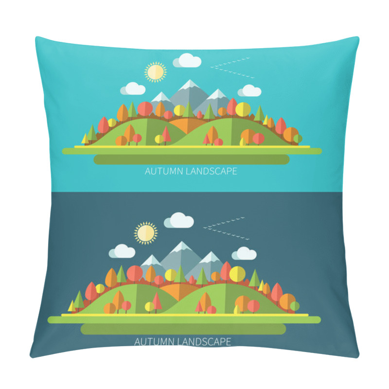 Personality  Flat Design Autumn Nature Landscape Illustrations Pillow Covers