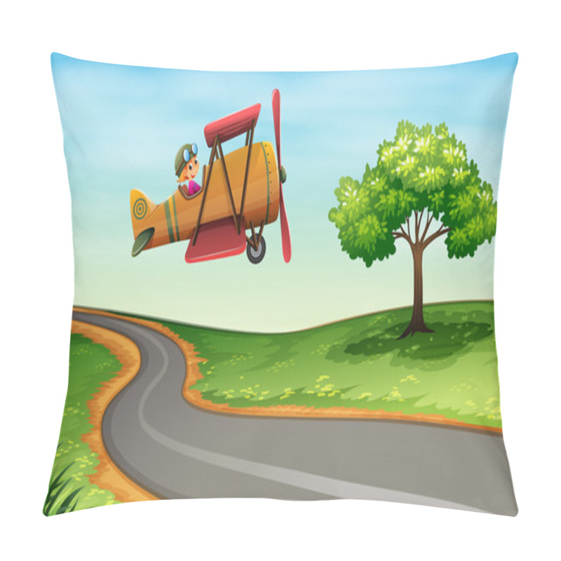 Personality  A Plane Above The Winding Road Pillow Covers