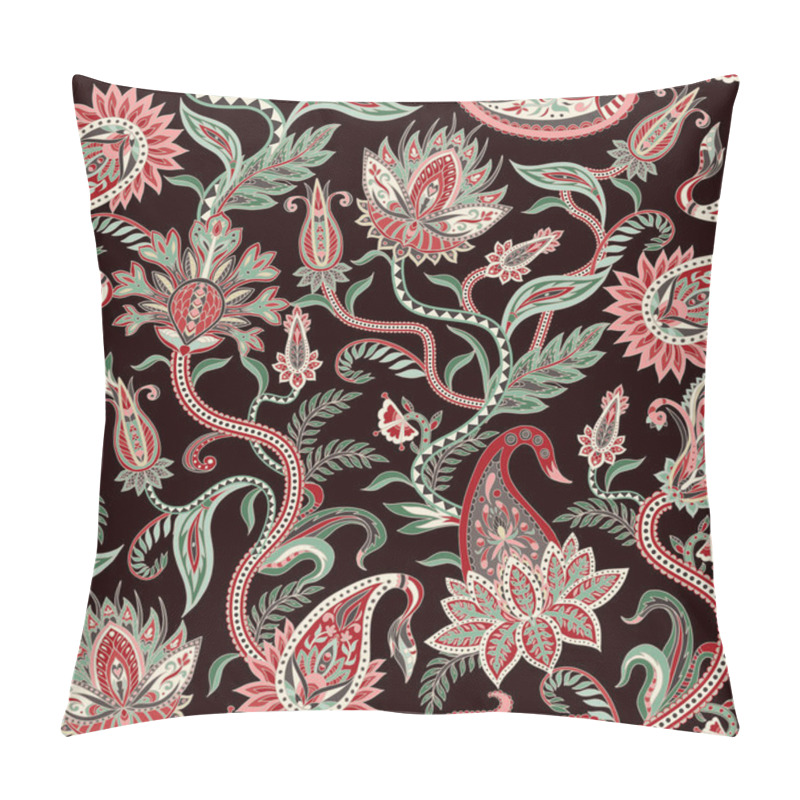 Personality  Seamless Pattern With Ethnic Ornament Elements And Paisleys. Folk Flowers And Leaves For Print Or Embroidery. Pillow Covers