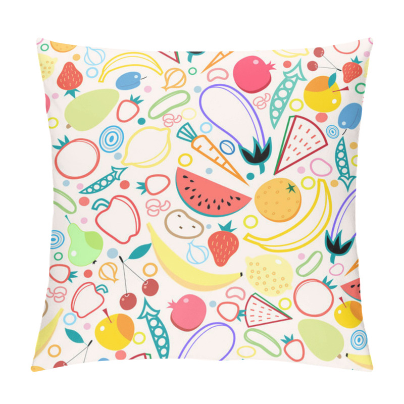 Personality  Seamless Pattern Fruits And Vegetables Pillow Covers