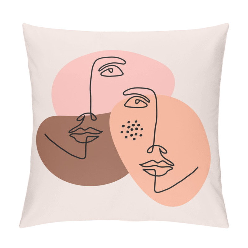 Personality  Abstract Line Art Face, Modern Contemporary Minimalist Woman Portrait. Young Girl Hand Drawn Character. Vector Abstract Illustration. Pillow Covers