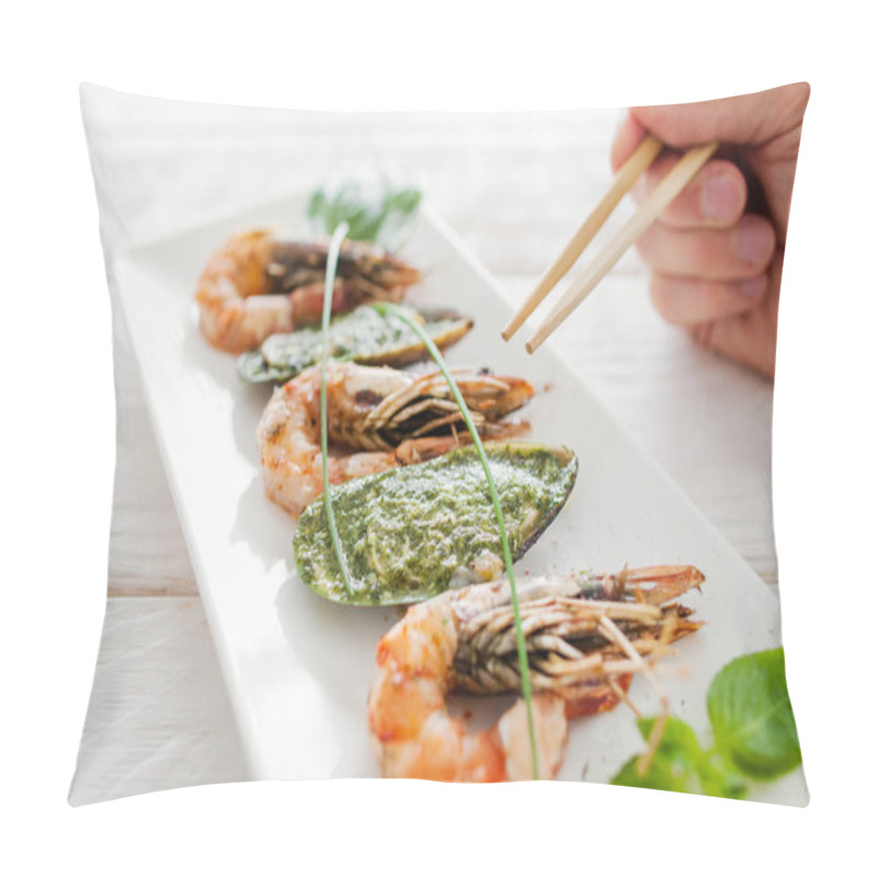 Personality  Seafood Eating With Chopsticks, Close-up Pillow Covers