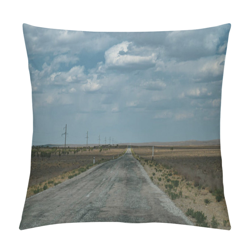 Personality  A No One Road In A Middle Of Uzbek Desert Pillow Covers