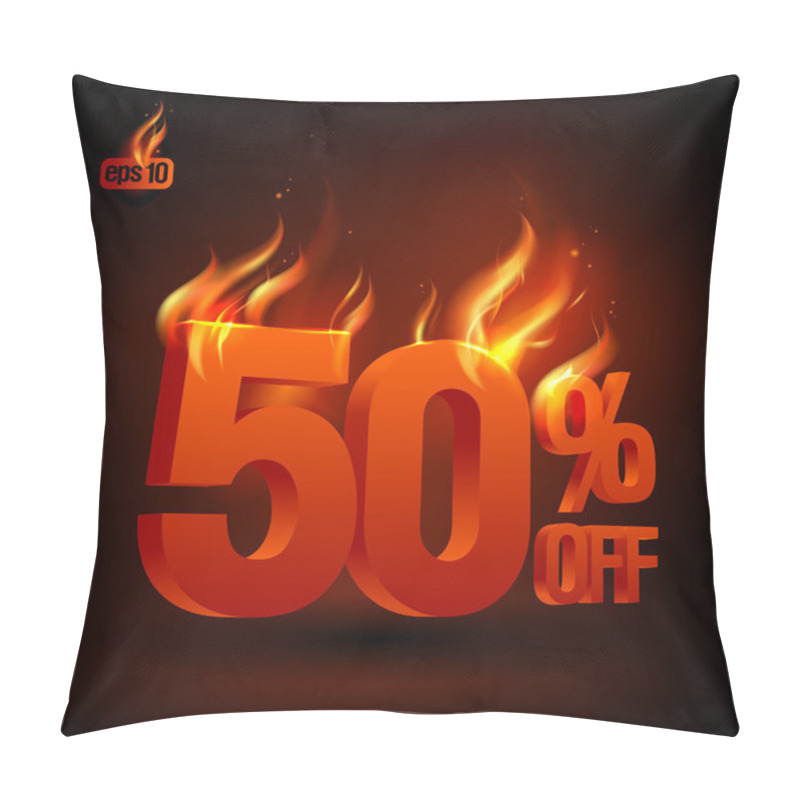 Personality  Fiery 50 Percent Off, Sale Background. Pillow Covers