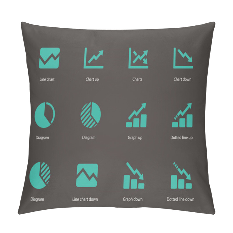 Personality  Line Chart And Diagram Icons. Pillow Covers