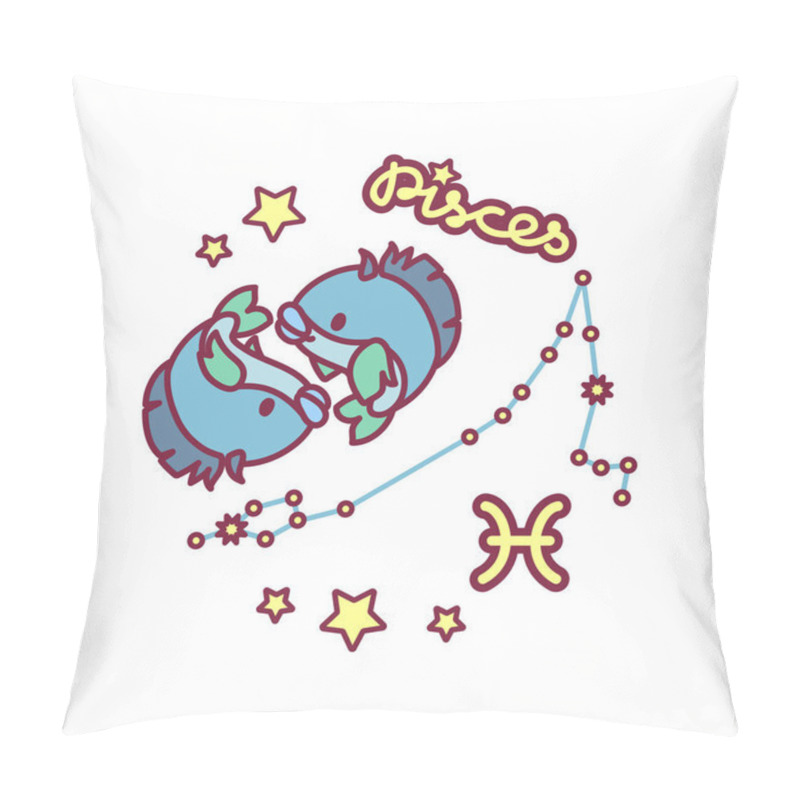 Personality  Vector Cute Zodiac Sign: Pisces Constellation Pillow Covers