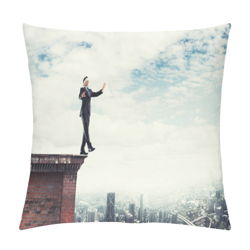 Personality  Businessman With Blindfolder On Eyes Pillow Covers