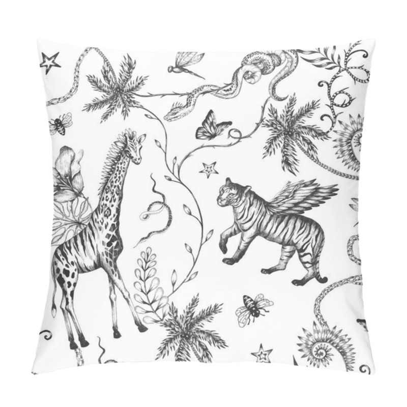 Personality  Beautiful Vector Trendy Seamless Pattern With Hand Drawn Chimera Animals. Stock Fashionable Textile Illustration. Pillow Covers