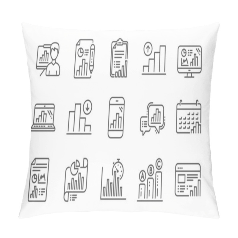 Personality  Graph Line Icons. Charts And Graphs, Presentation And Report. Analytics Linear Icon Set.  Vector Pillow Covers