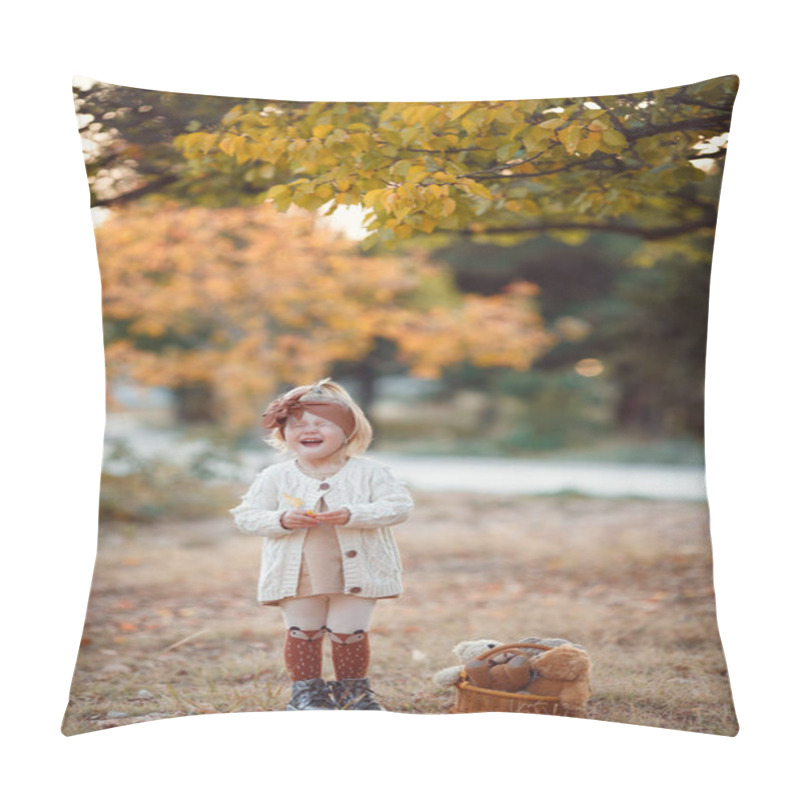 Personality  Little Fashionista. Happy Girl On Autumn Day. Little Girl Happy Smiling With Autumn Leaves. Girls Autumn Style. Stylish By Nature.Little Girl Excited About Autumn Season. Autumn Warm Season Pleasant Moments. Kid Girl Smiling Face Hold Maple Leaves. Pillow Covers