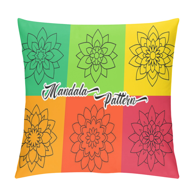 Personality  Floral Mandala Pattern Set In Earthy Green And Red Hues Pillow Covers