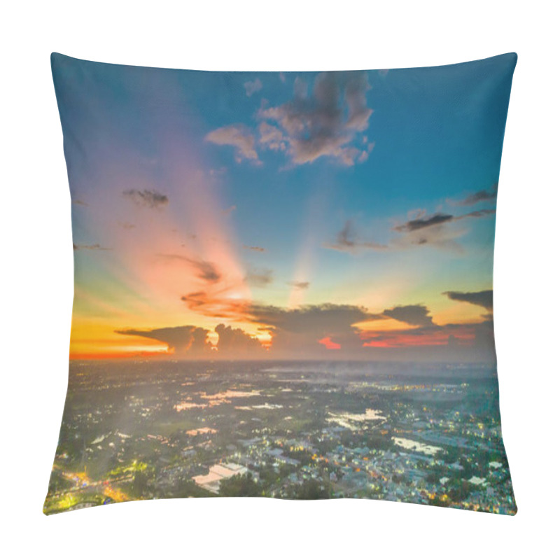 Personality  Aerial View Of Saigon Cityscape At Evening With Sunset Sky In Southern Vietnam. Urban Development Texture, Transport Infrastructure And Green Parks Pillow Covers