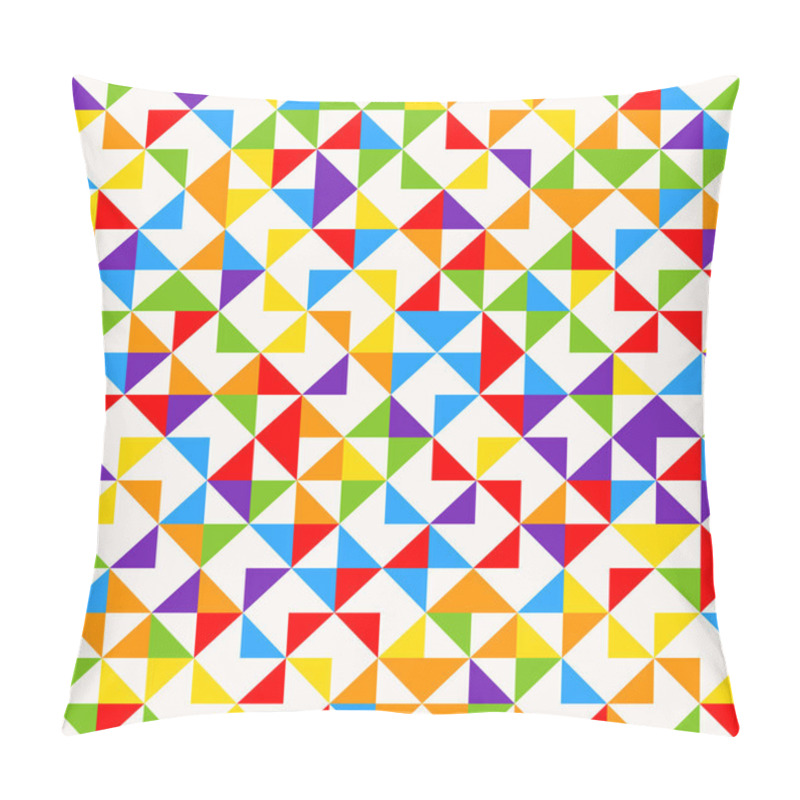 Personality  Rainbow Mosaic Tiles, Abstract Geometric Background, Seamless Vector Pattern. Pillow Covers