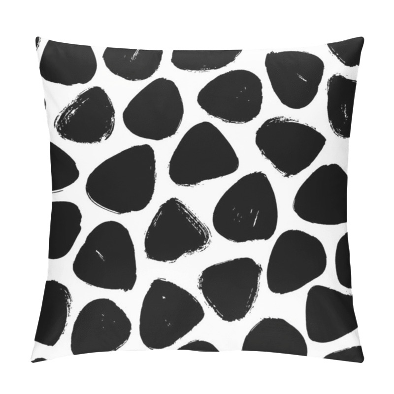 Personality  Black Ink Spots Hand Drawn Vector Seamless Pattern Pillow Covers