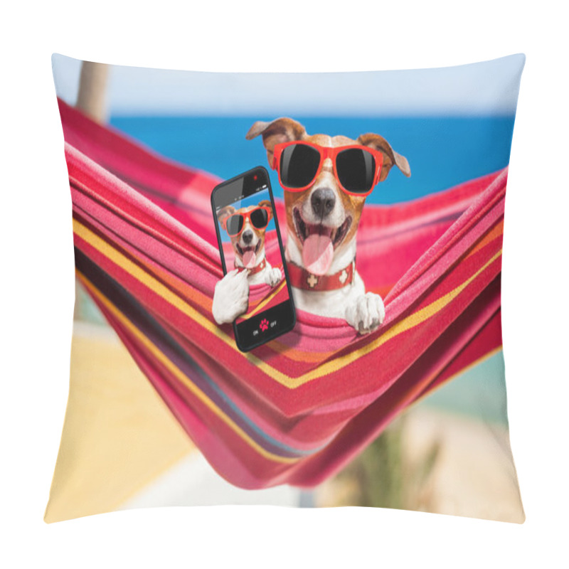 Personality  Dog On Hammock Selfie Pillow Covers