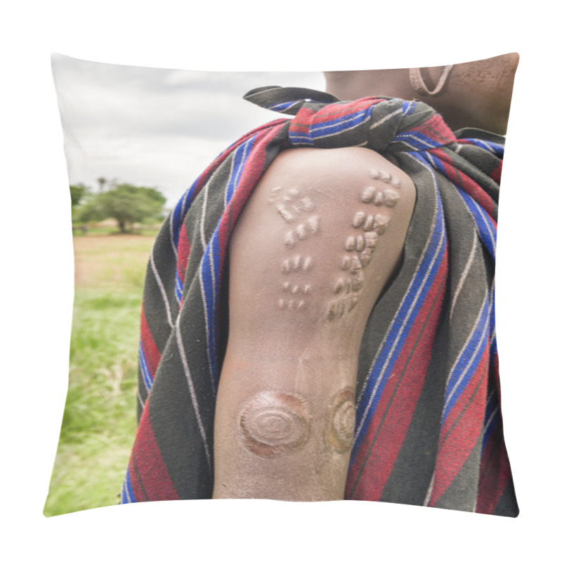 Personality  Scarification Typical For The Mursi Tribe In Ethiopia Pillow Covers