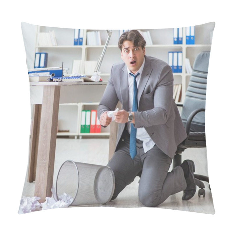 Personality  The Angry Businessman Shocked Working In The Office Fired Sacked Pillow Covers