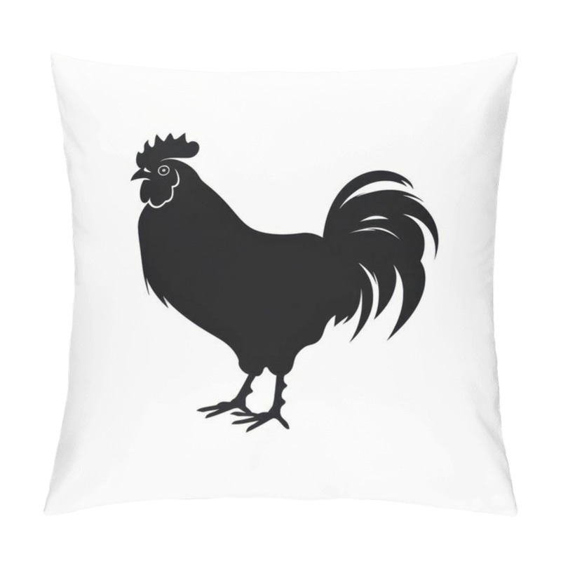 Personality  A Striking Silhouette Of A Rooster Showcasing Its Distinctive Features And Proud Stance. Pillow Covers