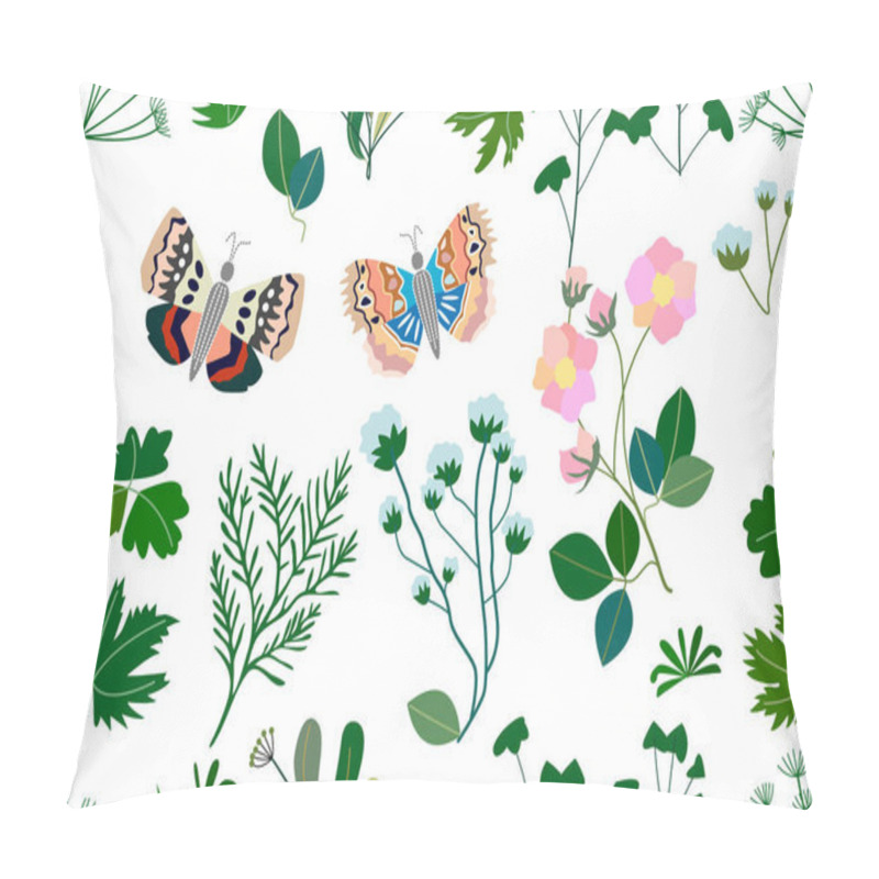 Personality  Dark Garden With Butterflies, Herbs, Flowers. Pillow Covers