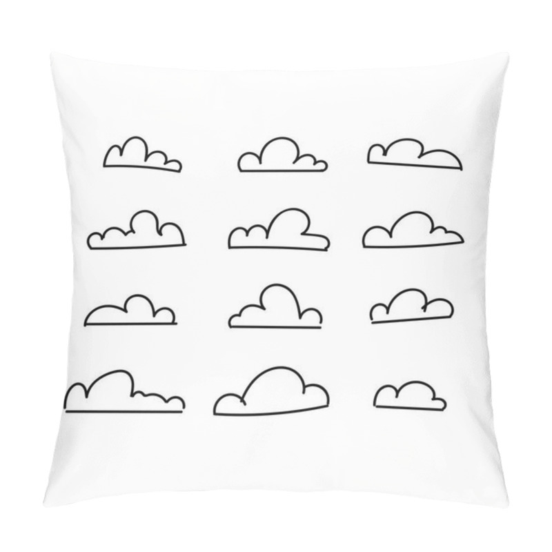 Personality  Vector Lines Sky Clouds Drawn Pencil Simple Hands. Pillow Covers