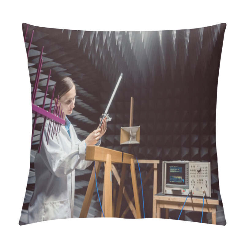 Personality  Engineer In Electronics Lab Performing Rf Compliance Test Pillow Covers