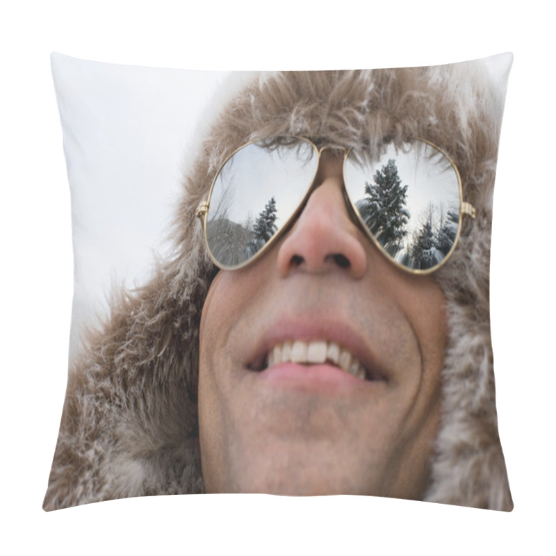 Personality  Man Wearing Deerstalker Hat And Sunglasses Pillow Covers