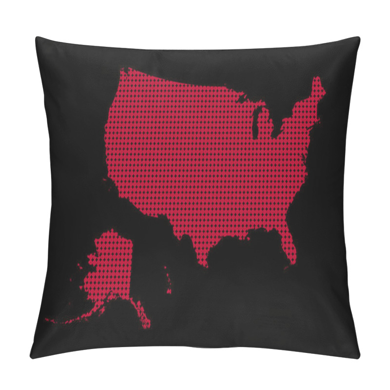 Personality  US Map Rhombus Red Dot Pattern Vector. Pillow Covers